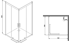 Душевой уголок Parly 1900x900x900 с поддоном черный ZEQ911B