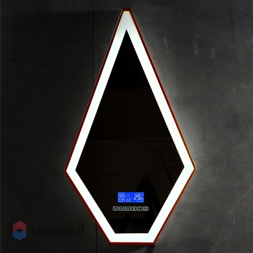Зеркало ABBER Stein 45 с подсветкой, часами, Bluetooth-плеер коричневый AS6611BR