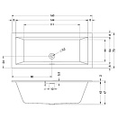 Акриловая ванна Riho Rething Cubic 1600x700 заполнение через перелив B104013005