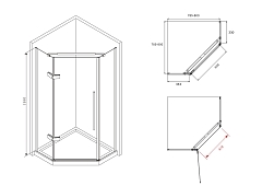 Душевой уголок ABBER Ewiges Wasser 1950x800x800 (матовое стекло) хром AG05080M