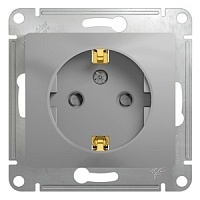 Электрическая розетка с/з со шторками 16А Schneider Electric Glossa Шнайдер Электрик Глосса Алюминий GSL000345