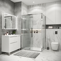 Душевой уголок Grossman Cosmo 1950x1000x1000 (стекло шиншилла) левый хром 120.K33.02.1010.10.02