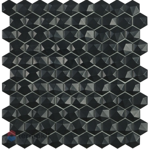 Мозаика Стеклянная Vidrepur Hex Nordic № 903 D черный (на сетке) 31,7x30,7