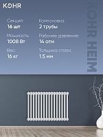 Стальной трубчатый радиатор Kohr Heim 2052/16 секций с боковым подключением 3/4