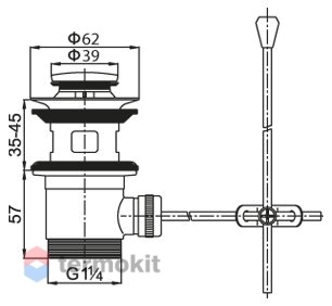 Донный клапан Cezares с переливом CZR-SA2-02