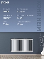 Стальной трубчатый радиатор Kohr Heim 3052/20 секций с боковым подключением 3/4