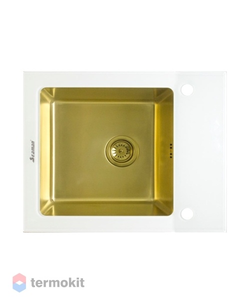 Мойка для кухни Seaman Eco Glass вентиль-автомат золото SMG-610W-Gold.B