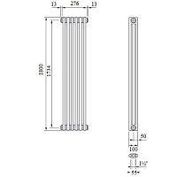 Стальной трубчатый радиатор Zehnder Charleston 2180/06 с боковым подключением 1/2 цвет Technoline (Кронштейн в комплекте)
