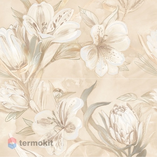 Керамическая плитка Azori Opale Beige Flower панно 63х63 (2 шт)