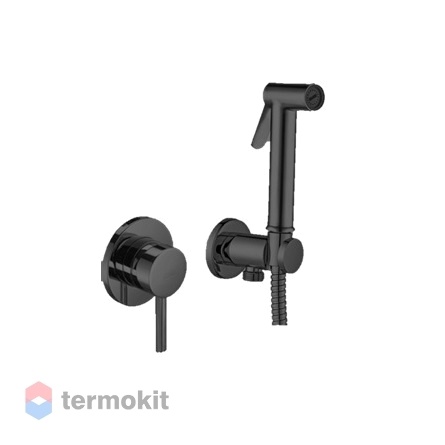 Встраиваемый смеситель с гигиеническим душем Paffoni Light черный матовый KITDUP110NO