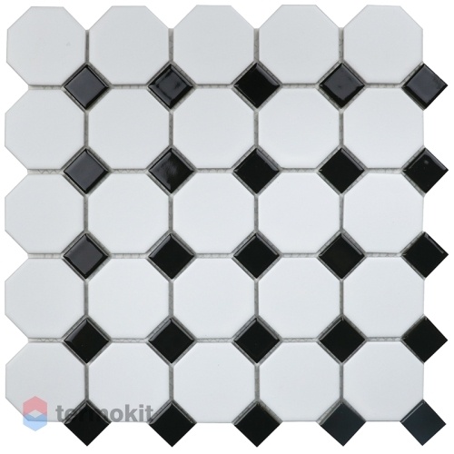 Керамическая Мозаика Starmosaic Octagon small White/Black Matt (IDLA2575) 29,5х29,5х4,5