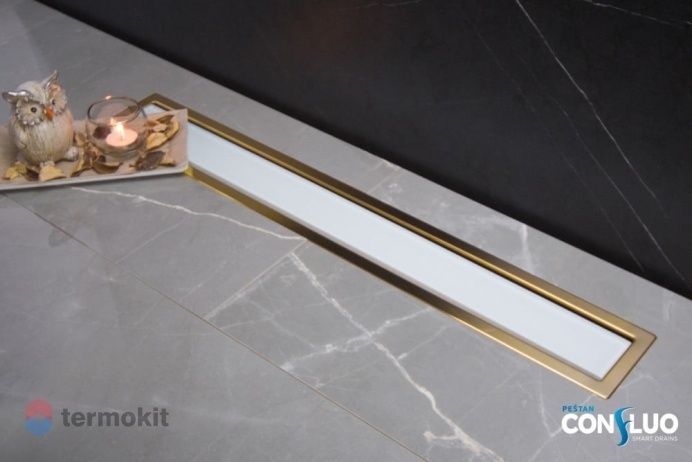Душевой лоток Pestan Confluo Premium Line 300 White Glass Gold золото/белый глянец 13100119