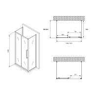 Душевой уголок ABBER Schwarzer Diamant 1950x1500x600 хром AG30150H-S60-S60