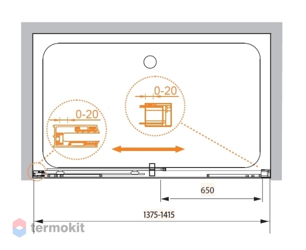 Душевая дверь в нишу CEZARES PREMIER-W-SOFT-BF-1 2000x1400 Хром