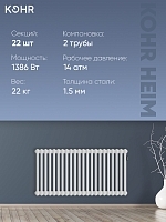 Стальной трубчатый радиатор Kohr Heim 2052/22 секции с боковым подключением 3/4