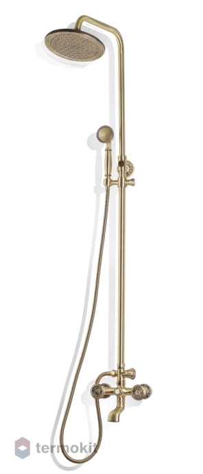 Душевая система со смесителем, верхним и ручным душем Bronze de Luxe короткий излив (10см), лейка круг, 10121R