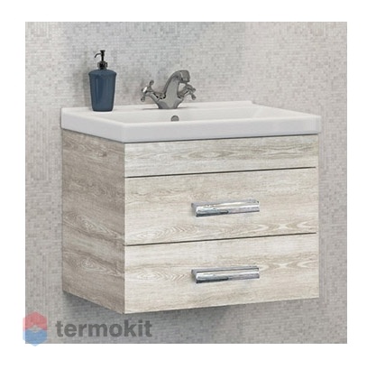 Тумба с раковиной COMFORTY Никосия-60П подвесная дуб белый 00004138879