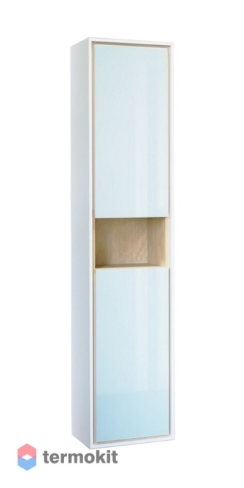 Шкаф-колонна Jorno Glass 32 подвесная белый Gla.04.150/P/W