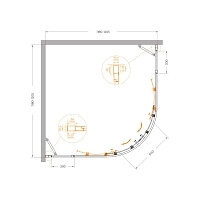 Душевой уголок Cezares Molveno 1950x1200x1200 хром MOLVENO-R-22-90+30-C-Cr-IV
