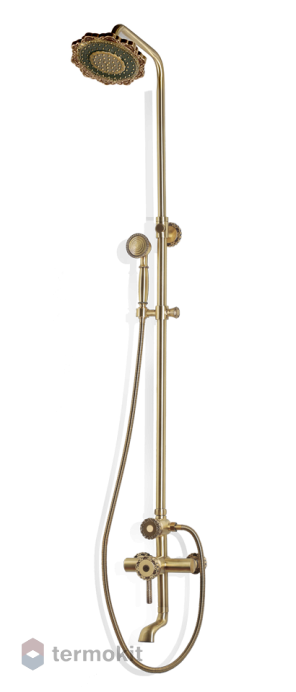 Душевая система со смесителем, верхним и ручным душем Bronze de Luxe короткий излив (10см), лейка двойной цветок, 10120DF/1