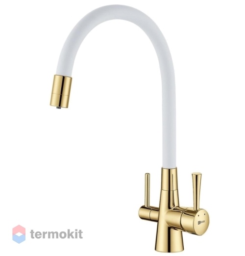 Смеситель для кухни Lemark Comfort золото, белый LM3075G-White