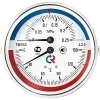 РОСМА Термоманометр ТМТБ-31Р.1 (0-150 С)/(0-1,6 MPa) G1/2 80мм, длина клапана 46мм, радиальное присоединение, КТ 2,5