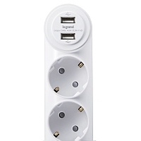 Зарядка Anam Legrand e-Fren USB 2порта + 2 розетки, DC 5V 4000mA, 16A 250V