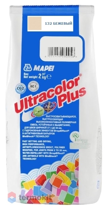 Затирка Mapei Ultracolor Plus №132 (Бежевый) 2 кг