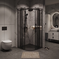 Душевой уголок Grossman Classic 1950x1000x1000 (тонированное стекло) черный матовый 301.K33.04.1010.21.10