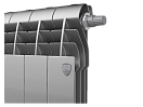 БиМеталлический радиатор Royal Thermo Biliner Silver Satin 500 V \ 10 секций \ с нижним правым подключением, термовентиль тип Click