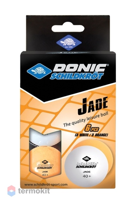 Мячики для н/тенниса Donic JADE, 6 штук,белый + оранжевый 608509