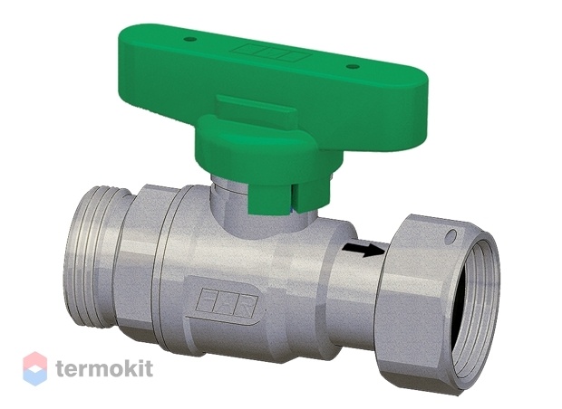 Кран шаровой Far 1/2” НР-накидная гайка 3/4" хром с зеленой ручкой