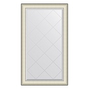 Зеркало с гравировкой в багетной раме EVOFORM EXCLUSIVE-G 74 белая кожа с хромом BY 4570