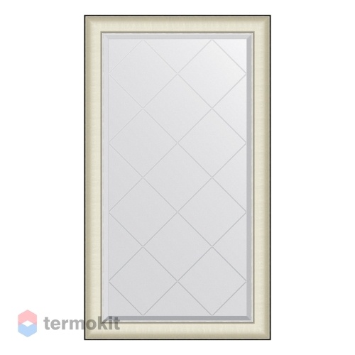 Зеркало с гравировкой в багетной раме EVOFORM EXCLUSIVE-G 74 белая кожа с хромом BY 4570