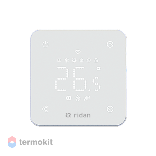 Комнатный термостат Ридан RSmart-FW с Wi-Fi подключением 230V, встраиваемый, белый