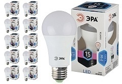 Лампа светодиодная ЭРА LED A60-15W-840-E27 диод, груша, 15Вт, нейтр, E27, 10 шт