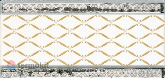 Керамическая плитка Almera Noblesse Cenefa Delis Blanco Silver Бордюр 10x20