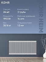 Стальной трубчатый радиатор Kohr Heim 3052/24 секции с боковым подключением 3/4