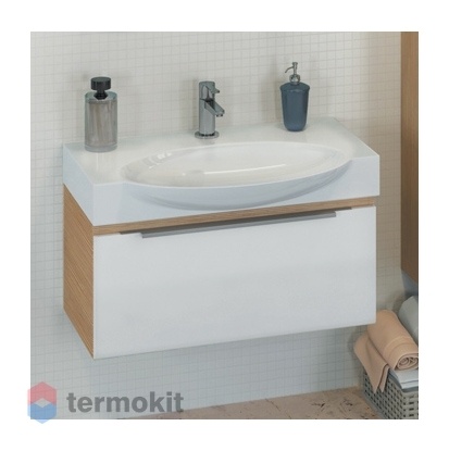 Тумба с раковиной Comforty Самара-76 подвесная кофе полоска 00004135527