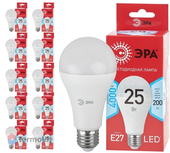 Лампа светодиодная ЭРА LED A65-25W-840-E27 R, 10 шт