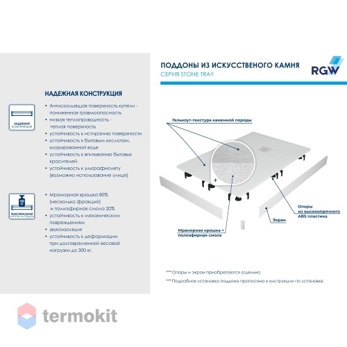 Душевой поддон RGW Stone Tray ST-W 1600х700х25 16152716-01