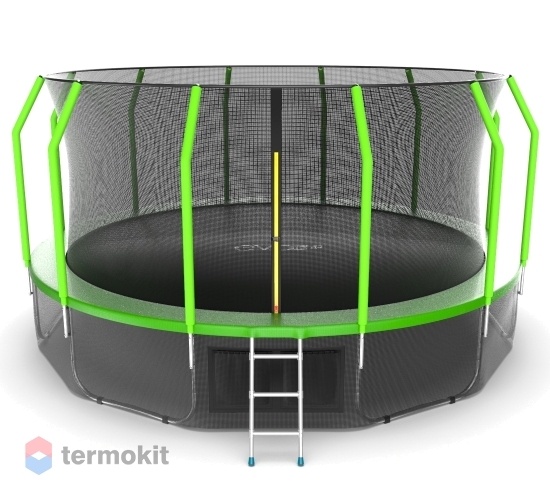 Батут с внутренней сеткой и лестницей Evo Jump Cosmo 16ft (Green) + нижняя сеть