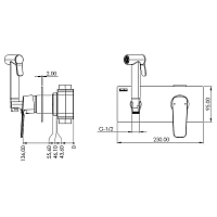 Встраиваемый смеситель с гигиеническим душем TESKA Elsa Pro черный BTK6408