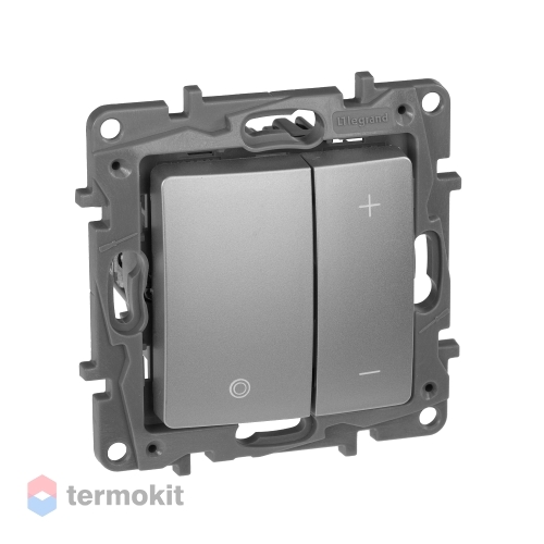 Светорегулятор нажимной Legrand Etika Легранд Этика алюминий 672418