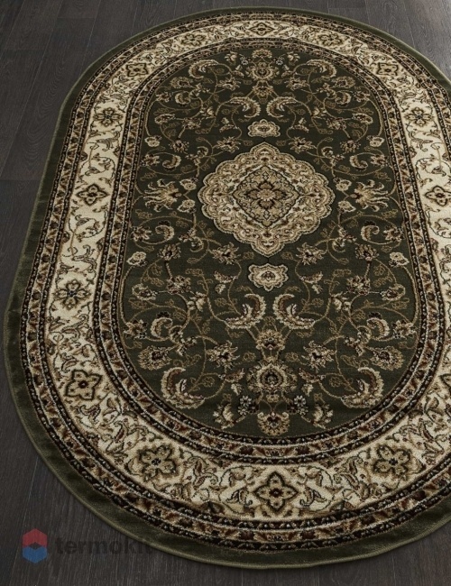 Ковёр Merinos Olympos 200x300 овальный зелёный/кремовый d389
