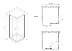Душевой уголок ABBER Schwarzer Diamant 1900x1000x1000 черный AG02100B5