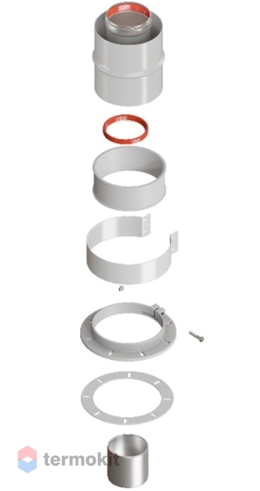 Rommer Адаптер вертикальный коакс. 60/100 с хомутом и втулкой D60 L-50