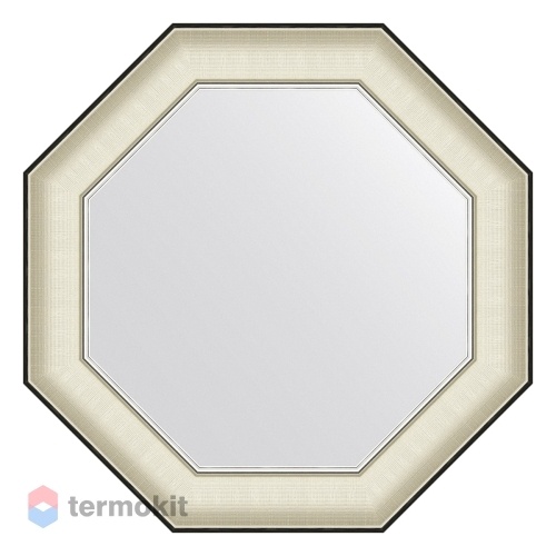 Зеркало в багетной раме EVOFORM OCTAGON 59 белая кожа с хромом BY 7446