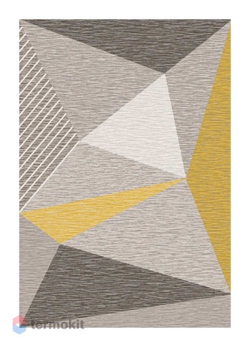 Ковёр Kitroom Фиеста 100x200 прямоугольный серый/желтый 36303 37226