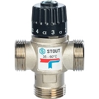 STOUT Термостатический смесительный клапан для систем отопления и ГВС 1&quot; НР 35-60°С KV 2,5